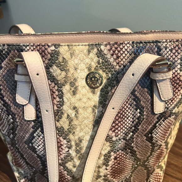 Anne‎ Klein Pink Beige Snakeskin Tote Purse Bag Vegan Leather Pockets Medium Sz - Picture 4 of 8